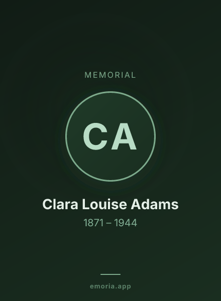 Memorial portrait of Clara Louise Adams