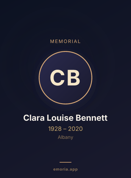 Memorial portrait of Clara Louise Bennett