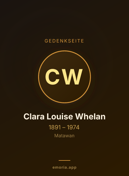 Gedenkportrait von Clara Louise Whelan