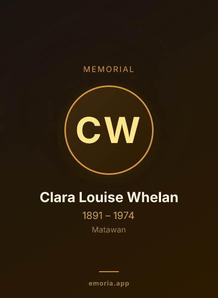 Memorial portrait of Clara Louise Whelan