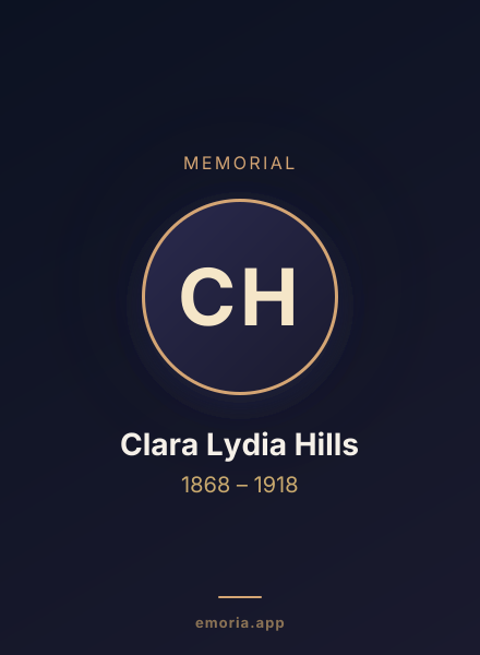 Memorial portrait of Clara Lydia Hills