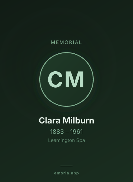 Memorial portrait of Clara Milburn