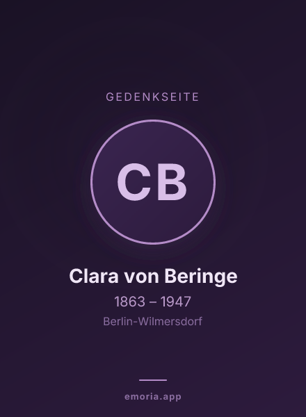Gedenkportrait von Clara von Beringe