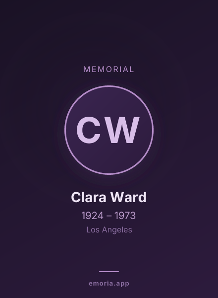 Memorial portrait of Clara Ward