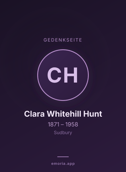 Gedenkportrait von Clara Whitehill Hunt