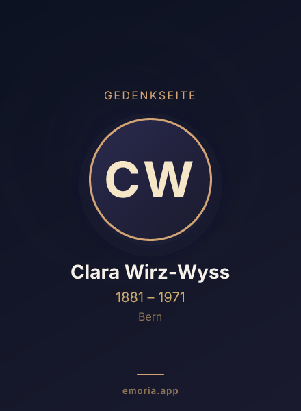 Gedenkportrait von Clara Wirz-Wyss