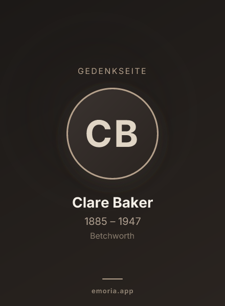 Gedenkportrait von Clare Baker