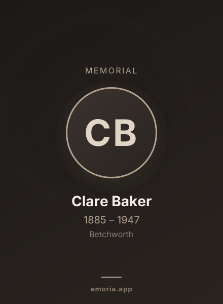 Memorial portrait of Clare Baker