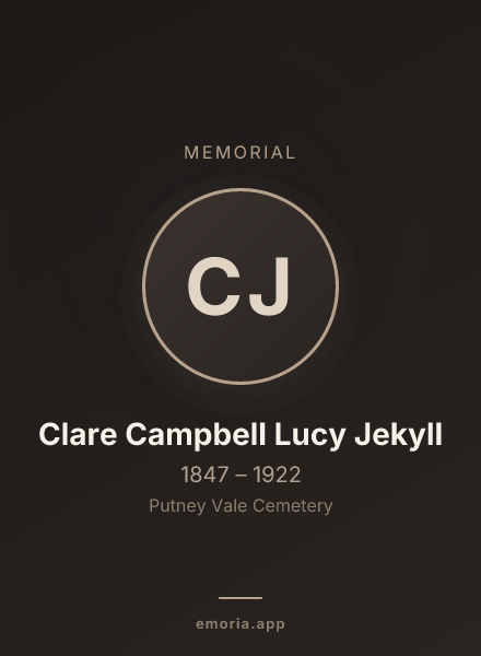 Memorial portrait of Clare Campbell Lucy Jekyll