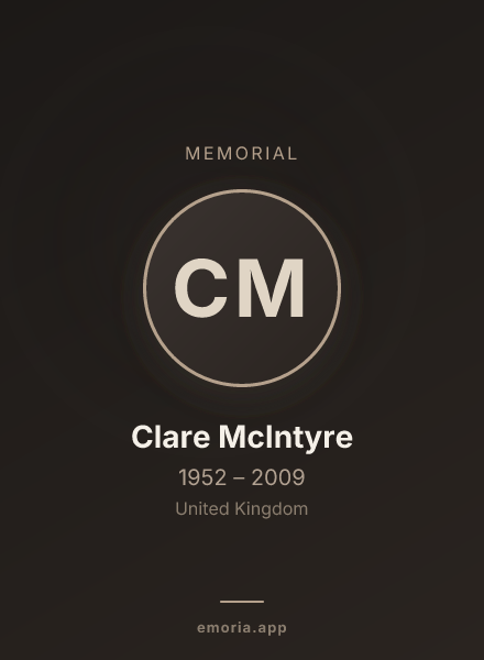 Memorial portrait of Clare McIntyre