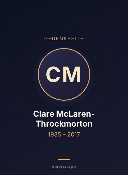 Gedenkportrait von Clare McLaren-Throckmorton