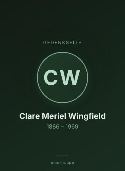 Gedenkportrait von Clare Meriel Wingfield