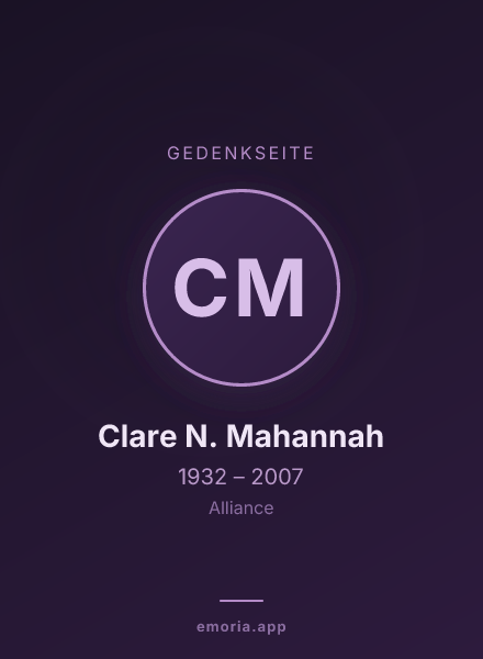 Gedenkportrait von Clare N. Mahannah