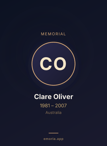 Memorial portrait of Clare Oliver