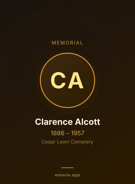 Memorial portrait of Clarence Alcott