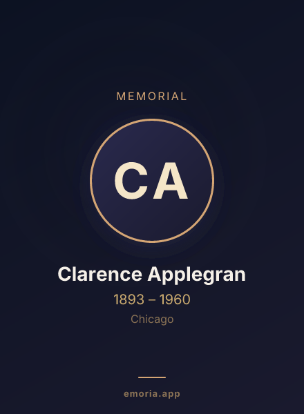 Memorial portrait of Clarence Applegran