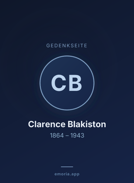 Gedenkportrait von Clarence Blakiston