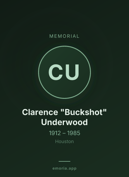 Memorial portrait of Clarence "Buckshot" Underwood