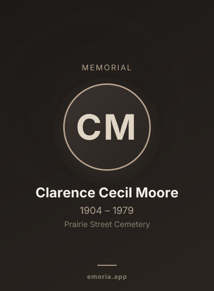 Memorial portrait of Clarence Cecil Moore