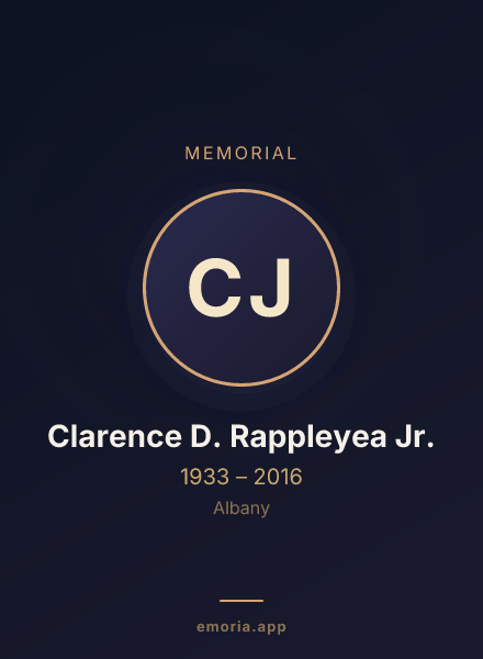 Memorial portrait of Clarence D. Rappleyea Jr.