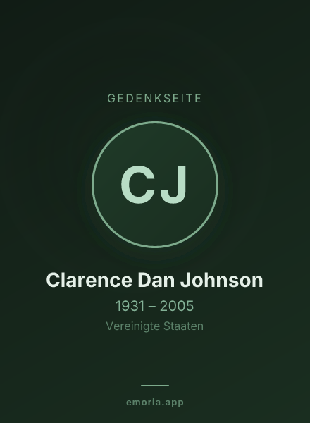 Gedenkportrait von Clarence Dan Johnson