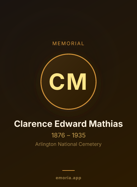 Memorial portrait of Clarence Edward Mathias