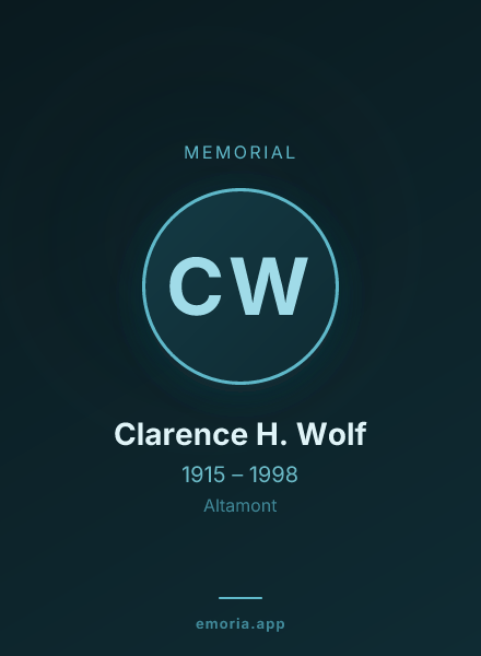 Memorial portrait of Clarence H. Wolf