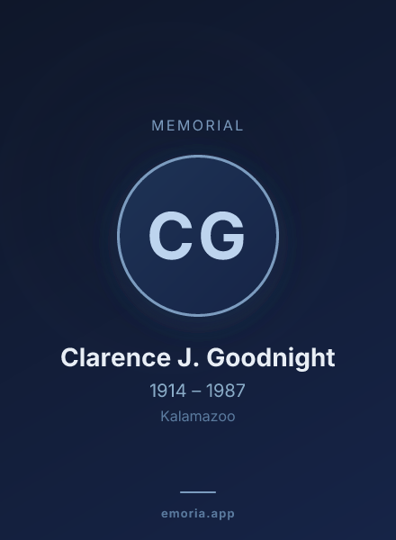 Memorial portrait of Clarence J. Goodnight