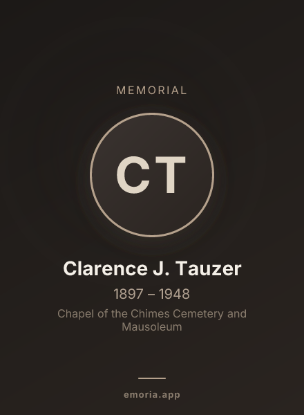 Memorial portrait of Clarence J. Tauzer