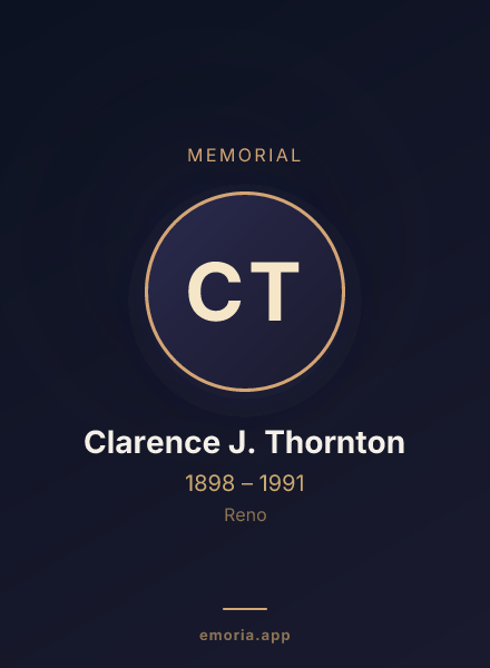 Memorial portrait of Clarence J. Thornton
