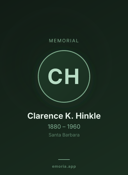 Memorial portrait of Clarence K. Hinkle