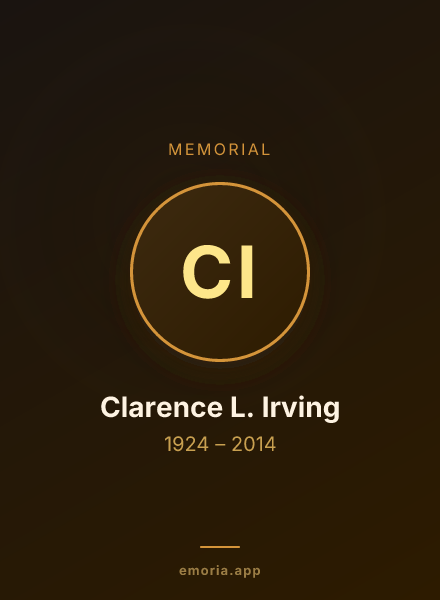 Memorial portrait of Clarence L. Irving