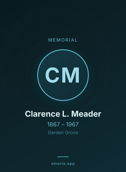 Memorial portrait of Clarence L. Meader