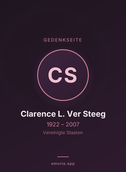 Gedenkportrait von Clarence L. Ver Steeg