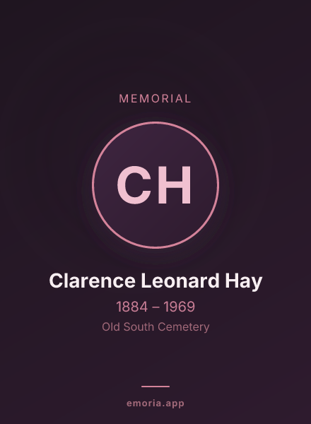 Memorial portrait of Clarence Leonard Hay