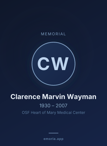Memorial portrait of Clarence Marvin Wayman