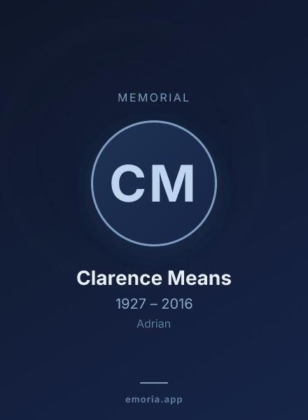 Memorial portrait of Clarence Means