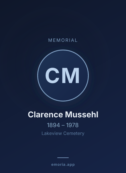 Memorial portrait of Clarence Mussehl