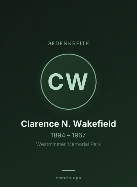 Gedenkportrait von Clarence N. Wakefield