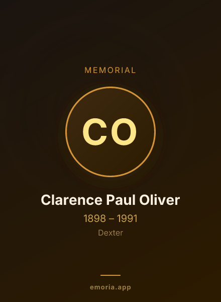 Memorial portrait of Clarence Paul Oliver