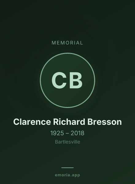 Memorial portrait of Clarence Richard Bresson