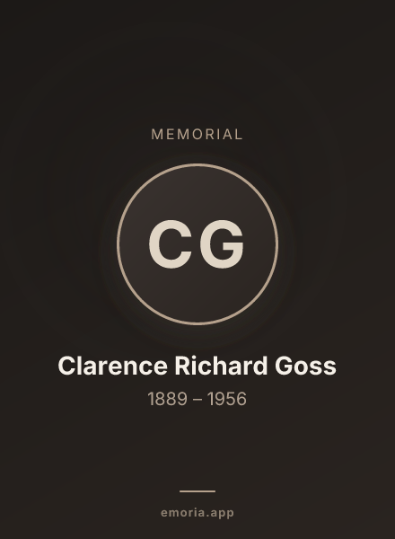 Memorial portrait of Clarence Richard Goss