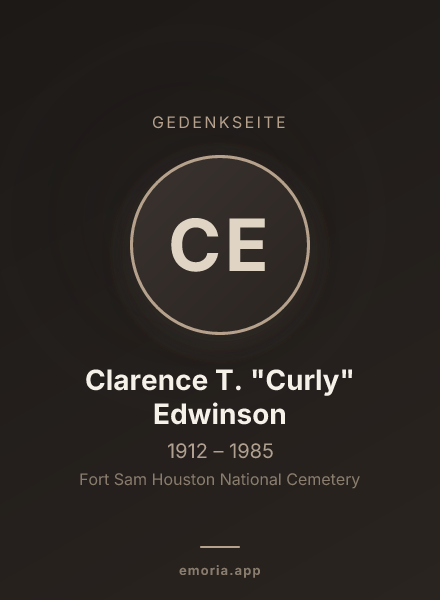 Gedenkportrait von Clarence T. "Curly" Edwinson