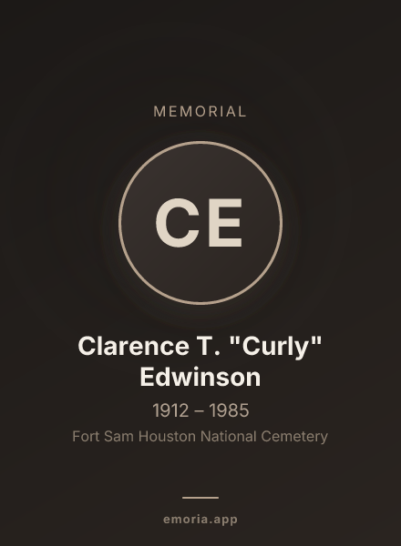 Memorial portrait of Clarence T. "Curly" Edwinson