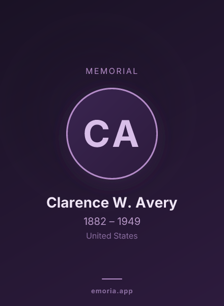 Memorial portrait of Clarence W. Avery