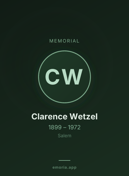 Memorial portrait of Clarence Wetzel