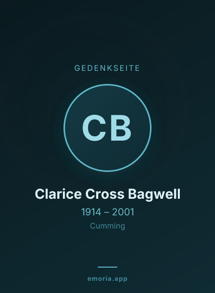 Gedenkportrait von Clarice Cross Bagwell