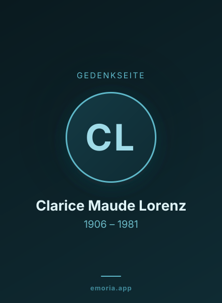 Gedenkportrait von Clarice Maude Lorenz