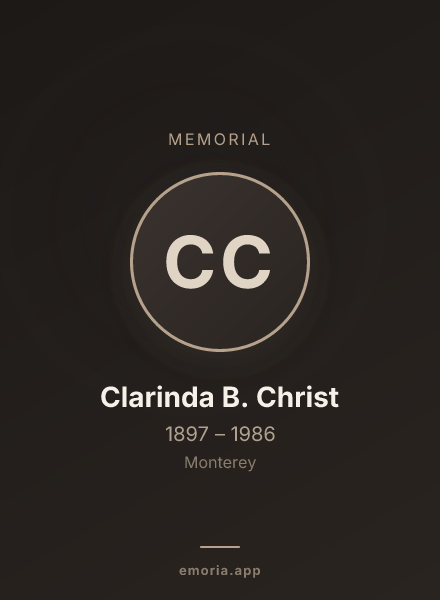 Memorial portrait of Clarinda B. Christ