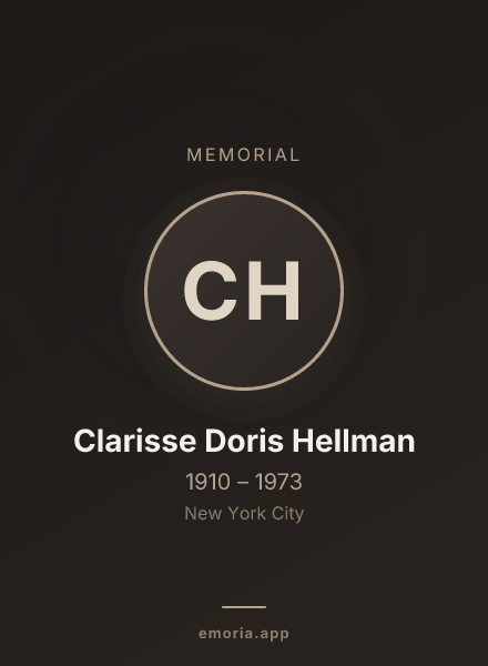 Memorial portrait of Clarisse Doris Hellman